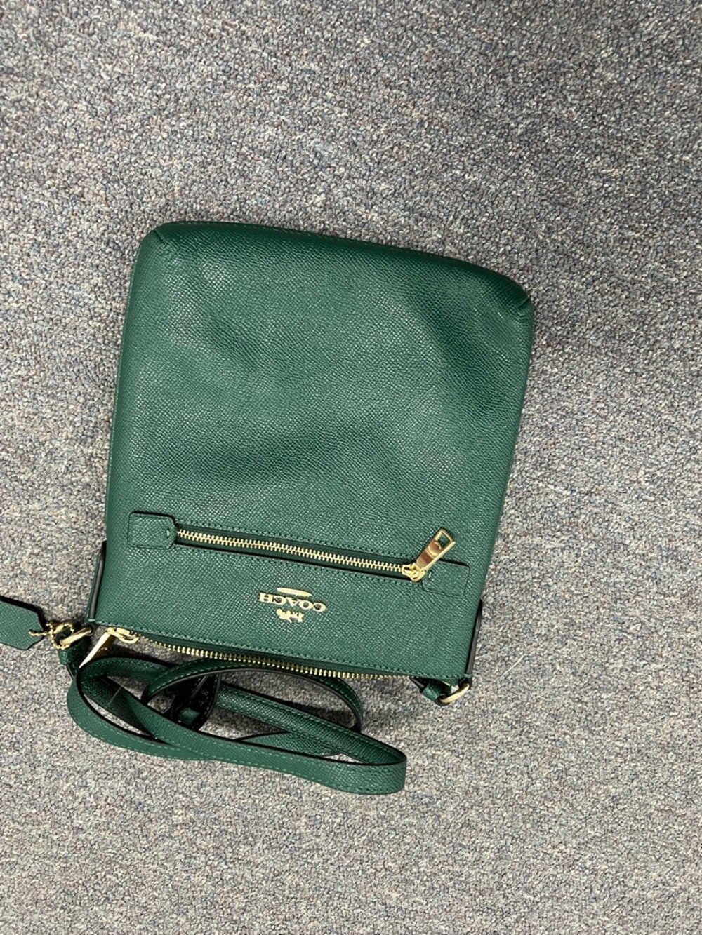 Coach Forest Green Leather Crossbody with Gold Hardware